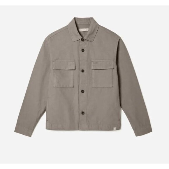 EVERLANE Everyone Unisex Organic Cotton Utility Spring Shirt Jacket Taupe Size L - Picture 2 of 15